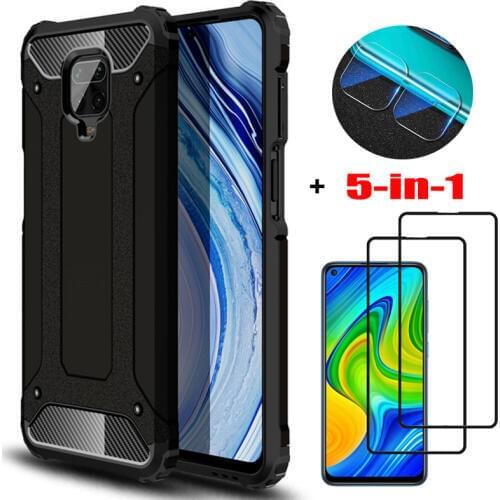 5-in-1, glass + armor case for redmi+note+9pro xiaomi 8t silicone anti-shock cover redmi 9s note 8 pro bumper case redminote 8pro xaomi redmi note 9 s case cover redmi note 9 pro xiomi note8t phone cases note9