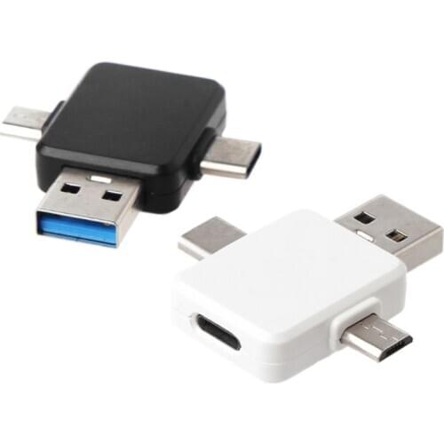 8Pin Lightning Female to USB+Type C + Micro USB Male Charging Converter Connector Adapter for Samsung Xiaomi Oneplus Android