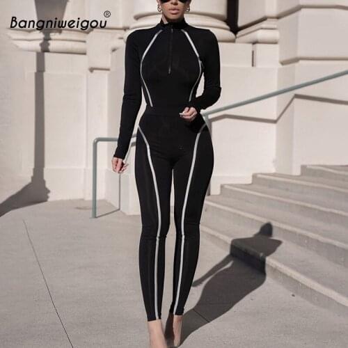 Bangniweigou Fitness Top and Pants Two Piece Sets Women Stripe Patchwork Bodycon Stretchy Workout Jogger 2 Piece Outfits Black