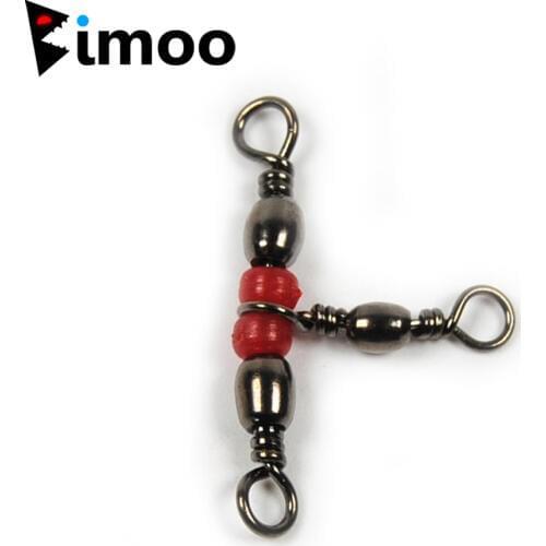 Bimoo 50PCS Brass 3-Way Rolling Swivels Sea Rock Fishing Tackle Solid Rings Connector 4 Size