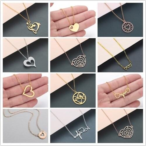 Chandler Stainless Steel Stethoscope Heartbeat Necklace Women Love Heart Necklaces & Pendants Medical Nurse Doctor Lover Gifts