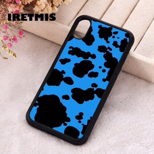 Iretmis 5 5S SE 2020 phone cover cases for iphone 6 6S 7 8 Plus X Xs Max XR 11 12 MINI Pro Soft Silicone TPU Cow Print Blue