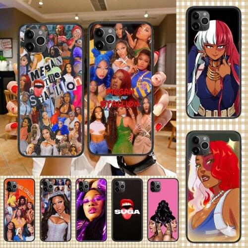 Rapper Megan thee stallion Phone Case Cover Hull For iphone 5 5s se 2 6 6s 7 8 12 mini plus X XS XR 11 PRO MAX black tpu funda