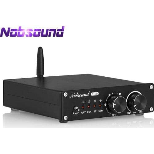 Nobsound HiFi Bluetooth 5.0 Digital Amplifier USB DAC COAX/OPT Integrated Power Amp for Home Stereos APTX-HD 100W+100W