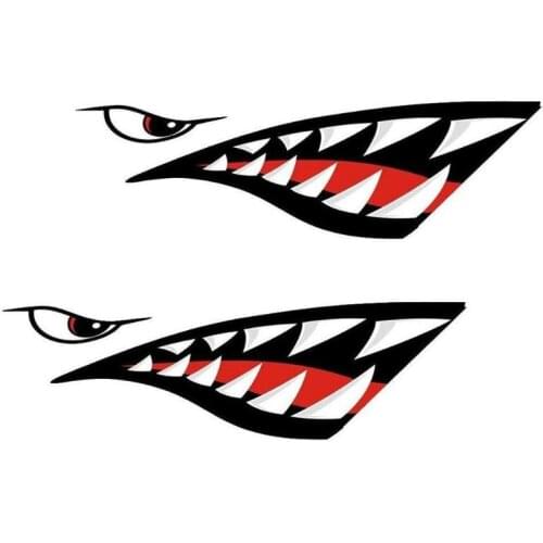Dawasaru 2X Shark Teeth Mouth Funny Car Sticker Sunscreen Creative Decal Laptop Truck Motorcycle Auto Accessories PVC,13cm*5cm