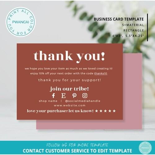 5.5X4.25inch Red color business Thank You For Your Order Cards 30-200 pieces gift business packaging cards accept custom