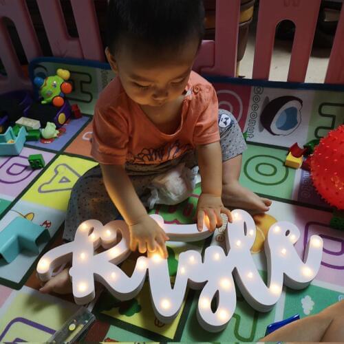 Wooden Name Alphabet LED Lamp Sign Marquee Light Up Night LED Grow Light Wall Decoration For Bedroom Wedding Ornaments Lights