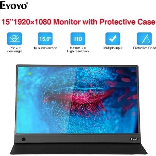 Eyoyo EM15D 15.6 IPS HDR Portable Gaming Monitor Type USB C HDMI LCD Screen FHD PS4 Display 1920x1080 For Laptop PC Xbox Switch
