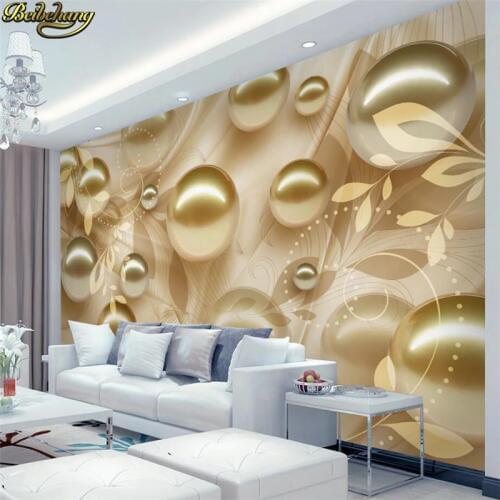 Beibehang Custom photo 3D wallpaper mural golden pearl beautiful pattern stereo TV background wall papers home decor