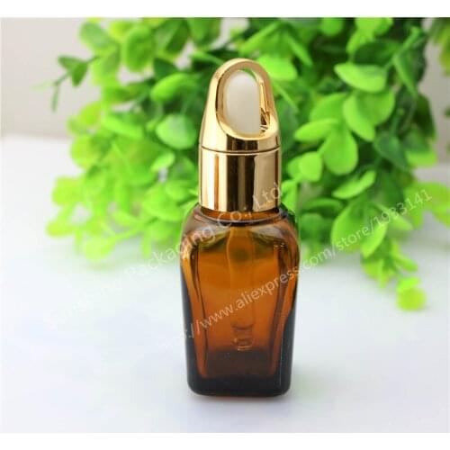 Hot sale 200/lot 25ml Square Amber Glass Essential Oil Bottle With Dropper, High Quality 25cc Amber Glass Dropper Bottle