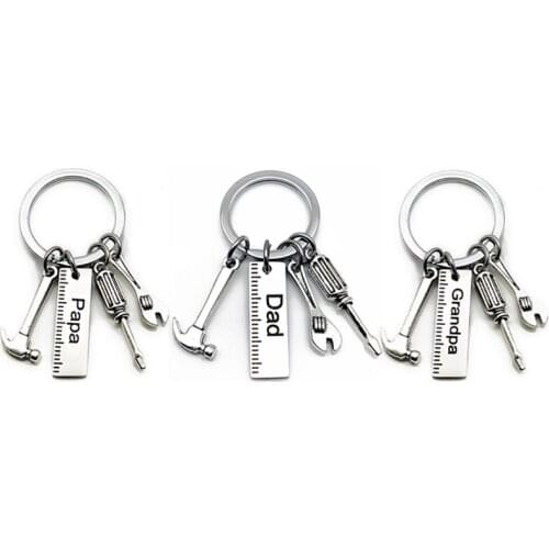 Engraving Hand Tool Keychain Hammer Wrench Screwdriver Keychains Dad Keyring Gift Dad Fathers Day Father Jewelry Accessories