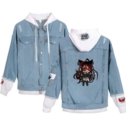 Kawaii Men/women Hooded Denim Single-Breasted Gacha Life Denim Jacket Hoodie Boys/girls Streetwear Anime Gacha Life Cool Clothes
