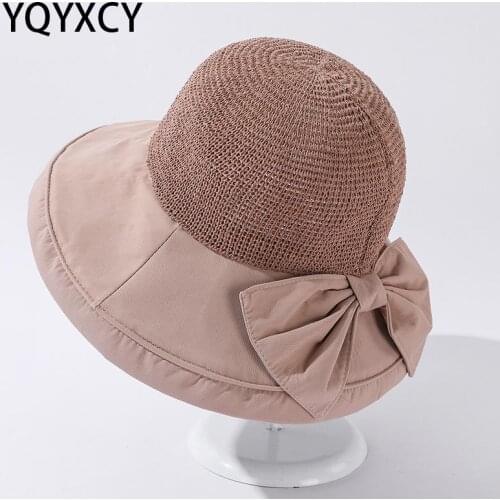 YQYXCY Summer Hats For Women Knitting Beach Hat Sunhat Outdoor Korean Ladies Hats Sunshade Gorro 2021 New