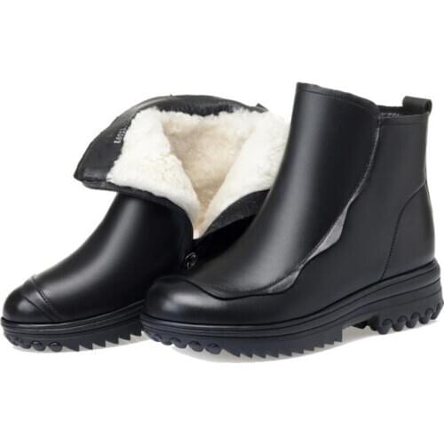 HOT 2020 New Fashion 100% Top Cowhide Wool Warm Boots Winter Snow Boots Platform Heighten Shoes Wedges Ankle Boots Women Boots