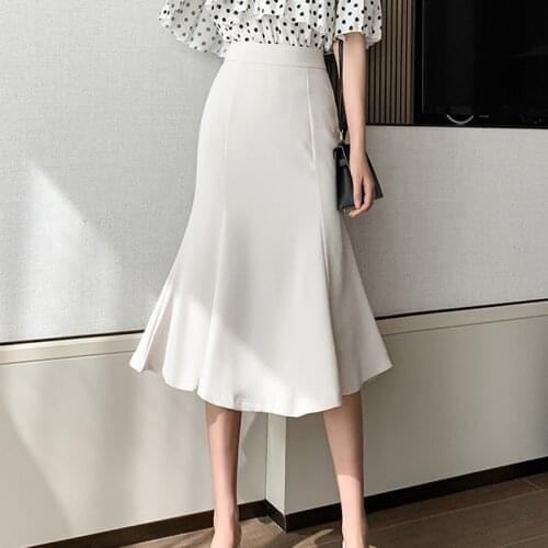 Limiguyue Spring Women Irregular Skirts Korean Elegant Trumpet Mermaid High Waist Offcie Lady Midi Skirt Fashion Slim Saias K591