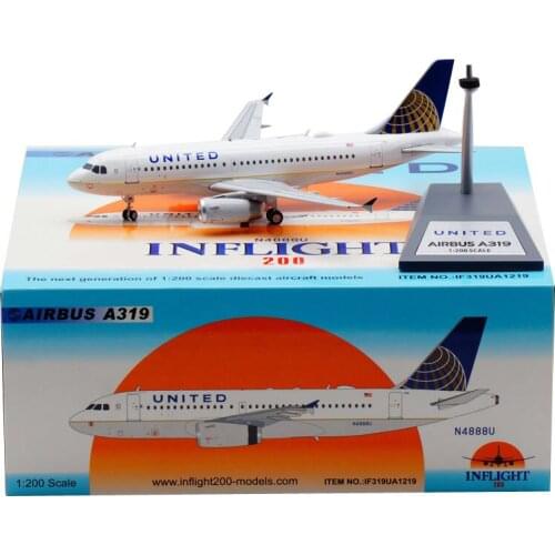 1:200 United Airways A319 N4888U Airlines Airplane Model with Base Alloy Aircraft Plane For Collectible Souvenir Show Gift Toy