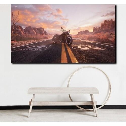 Motor Bike Motorcycle Route Wall Art Canvas Poster and Print Canvas Painting Decorative Picture Living Room Home Decor Framework