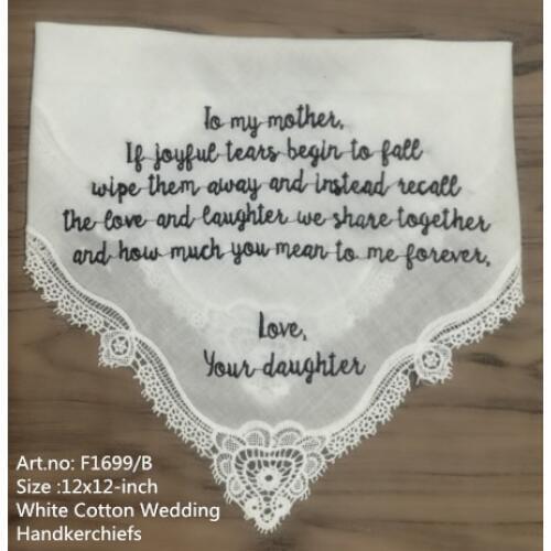 Set of 12 Fashion Personalized Handkerchief Mother of the Bride Gift Wedding Handkerchief Wedding Hankies Gift for Mom