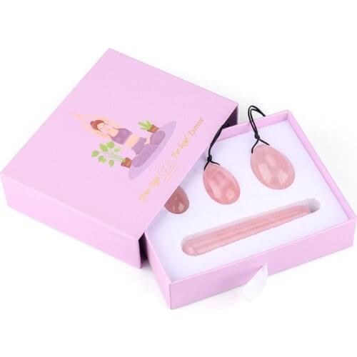 Natural Rose Quartz Yoni Egg Jade Eggs Women Kegel Exerciser Vaginal Muscles Tightening Ball Jade Massager Crystal Kegel Eggs