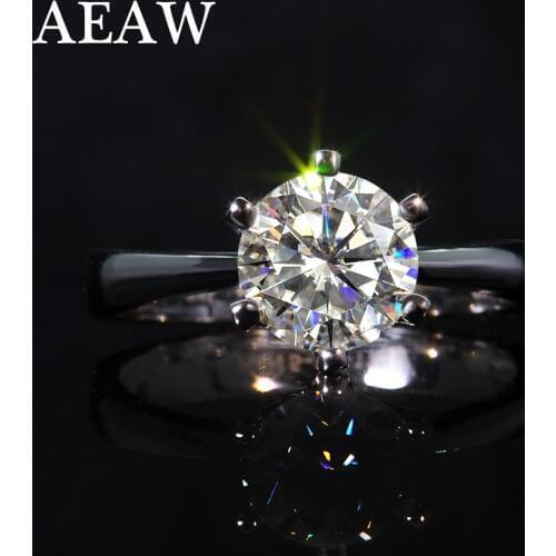 1 Carat Round Moissanite Engagement Ring 10k 14K 18K White Gold silver 925 Wedding Rings