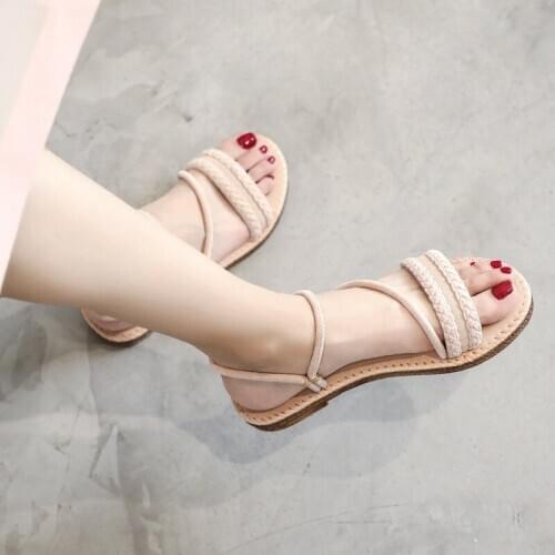 Flat Sandals Womens All-match Korean-Style Outer Wear Breathable Shoes Shoes Women Women Sandals Summer 2021 Hing Heel
