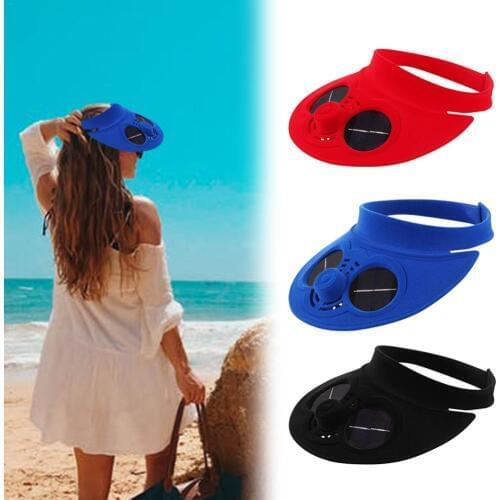 Solar Fan Empty Top Hat Sun Protection Cap Large Brim Cooler Flocking Hat for Men Women