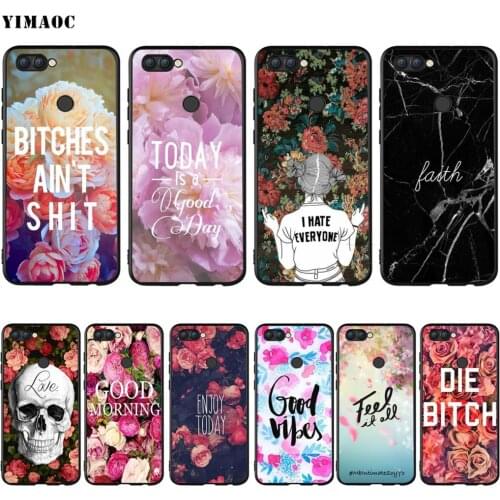 YIMAOC Good Vibes Bitch Flower Words Silicone Case for Huawei Honor 6a 7a 7c 7x 8 9 10 Lite Pro Y6 Prime 2018 2017