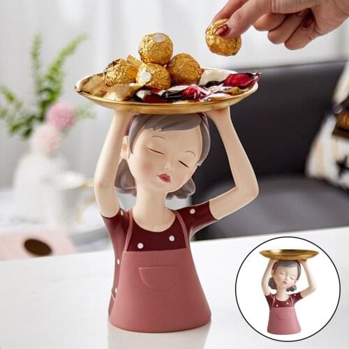 Girls Figurine Sculpture Entrance Storage Tray Home Wedding Desktop Decor
