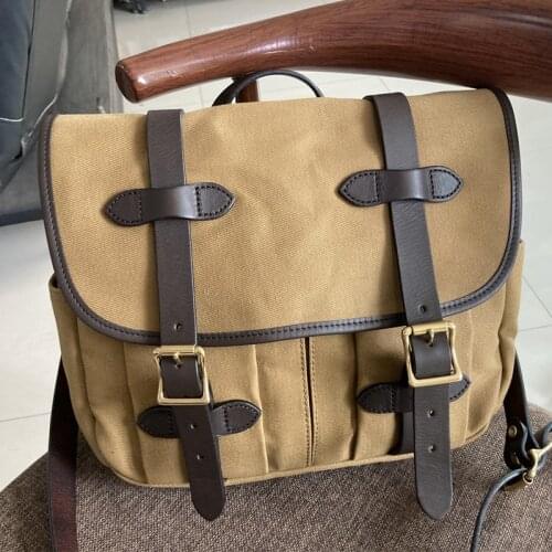 Mens Business Laptop Bag Designer Tan Medium Rugged Twill Fieled Bag Fashion Travel Shoulder Bag Vintage Crossboy Bag