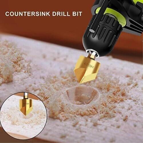 Three-Edged Chamfer Titanium Coated 90 Degree Chamfer Countersink Drill Bit 3 Flutes Full Grinding Chamfering HSS 6.3-20.5mm Cha