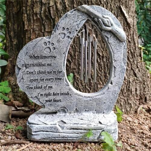 Outdoor Garden decoration Pet Memorial Stones Dog Memorial Gifts for Loss of Pet Gifts Pet Grave Markers With Wind chimes JSYS