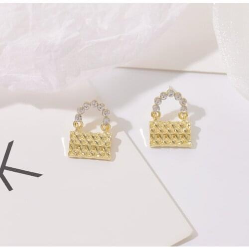 Vintage Rhinestone Earrings For Women Korean Fashion Bags Geometric Woman Earring Trendy Tide Jewelry Accessories Wholesale 2021