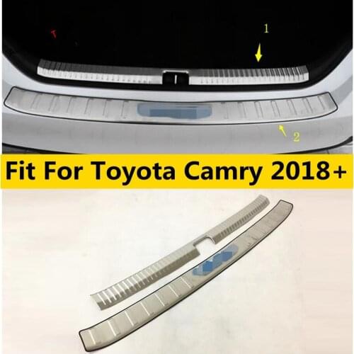 Yimaautotrims Rear Back Inner Bumper Protector Door Sill Plate Cover Trim Fit For Toyota Camry 2018 - 2021 Interior Mouldings