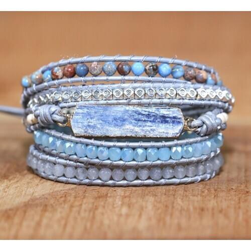 High Quality Lapis lazuli Natural Stone Charm Wrap Bracelets for men and women Handmade jewelry gift drop shipping