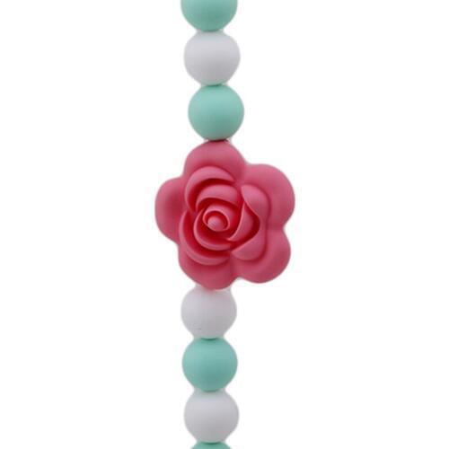 Funny Nipple Silicone Pacifier Chains Safe Teething Chains For Baby Rose Flower Bead Infant Attache Sucette Dummy Clip