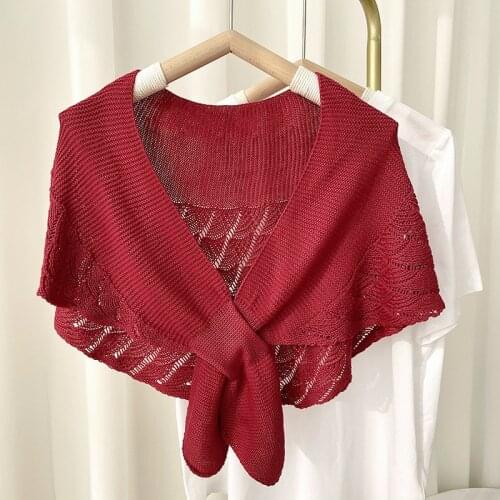Women Knit Shawl Vest Artificial Cashmere Student Shoulder Wrap False Collar Autumn Girl Tippet knot Triangular Scarf