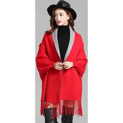Ladies Sweater Shawl Spring and Autumn New Style Fashion Lady Plaid Wool Shawl Squares Dual-use Thicken Oversized Scarf Jacket