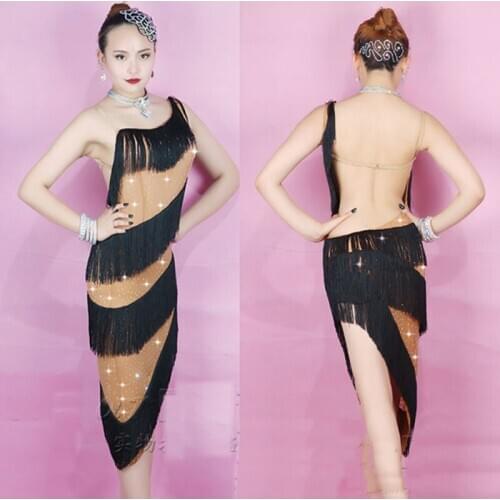 2020 Sexy Latin Dance Dresses For Women Skin Color Lycra Sexy Salsa Evening Party Club Match Practice Cha cha Dancer Suit DW1123