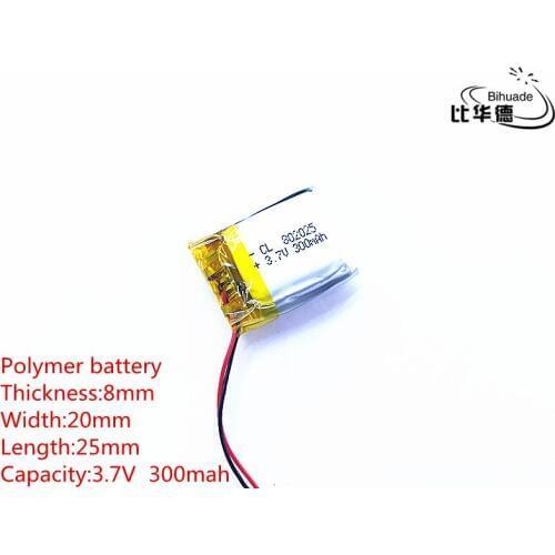 1pcs/lot Liter energy battery 3.7V 300mAh 802025 PLIB polymer lithium ion / Li-ion battery for dvr GPS mp4 mp3