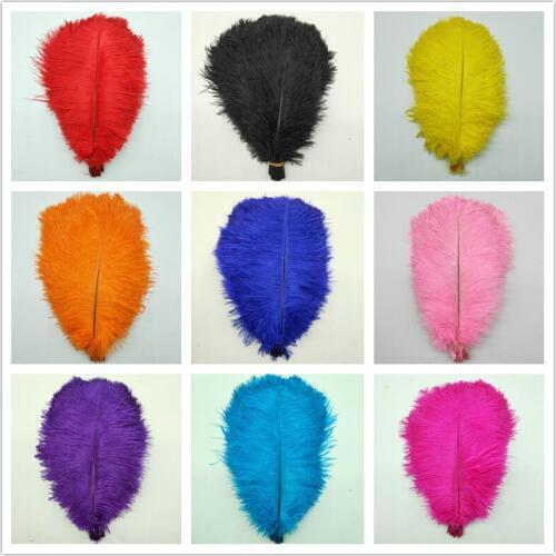 100 Pcs 12-14-30-35cm Beautiful Cheap Colored Ostrich Feathers For Crafts Wedding Decorations Plumes White Black Feather Ostrich