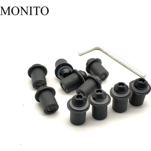 10X Universal 5MM Motorcycle Windscreen Fairing Bolts Windshield Screw Mounting Nuts Wellnut Kit For Yamaha R15 R1 R3 R6 FZ1 R25