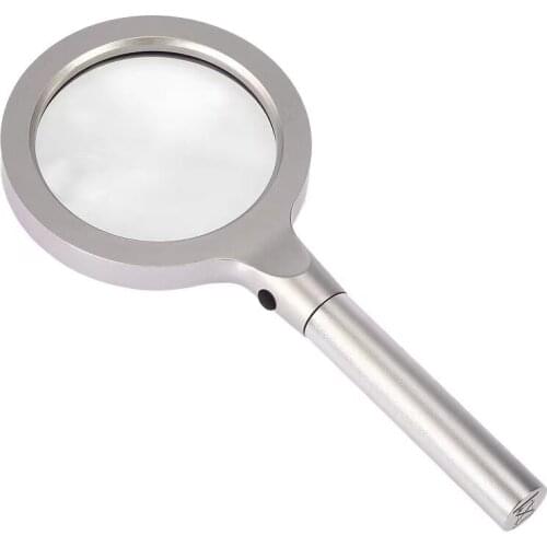 12 LED Lamps 5X 10X Brightness Metal Handheld High-Definition Reading Metal Magnifying Glass with Cloth Bag