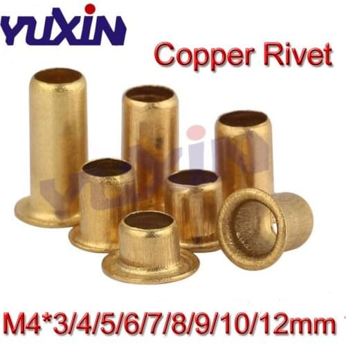 200PCS M4*4/5/6/7/8/9/10/12mm Copper Hollow Rivet Tubular Rivets Double-sided Circuit Board PCB Vias Nails