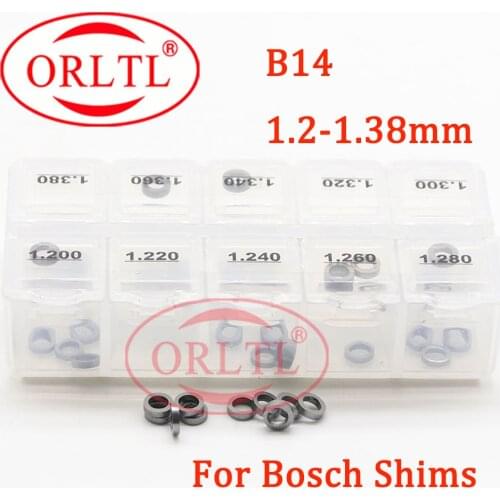 50 pcs ORLTL B14 Fuel Injector Adjustment Washer B14 Common Rail Injector Adjusting Shims B14 Accuracy 0.020mm Size 1.2--1.38mm