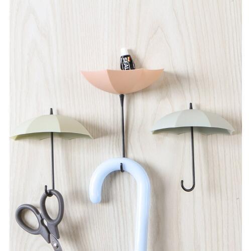 6pcs/set Nordic cute umbrella small stick hook nail-free door key frame bathroom decoration seamless adhesive hook