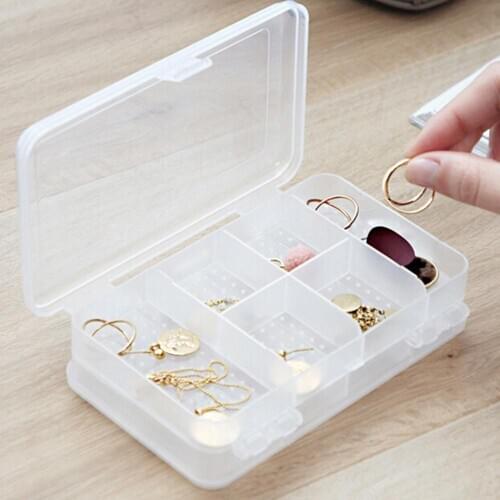 6 Slots Plastic Double Side Jewelry Storage Box Case Earrings Organizer Holder