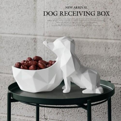 HOME DECORATION ACCESSORIES FOR LIVING ROOM TABLE RESIN ANIMAL STATUE CRAFTS CANDY NUT KEY PHONE STORAGE BOX RESIN DOG FIGURINE