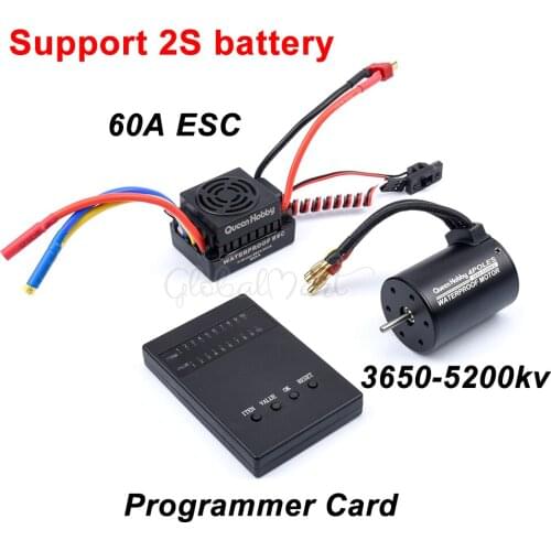 3650 5200KV 4 Rotor Poles Sensorless Brushless Motor with 60A Electronic Speed Controller Combo Set for 1/10 1:10 RC Car Truck