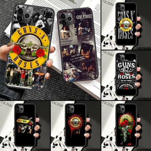 Guns and Roses Band Phone Case For iphone 5 5S SE 2 6 6S 7 8 11 12 Mini Plus X XS XR Pro Max black trend cover tpu waterproof