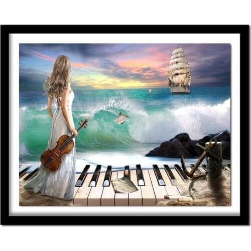 DIY 5D Diamond Painting Cross Stitch Scenic Diamond Embroidery Seaside Beauty Full Resin Square Diamond Home Decor